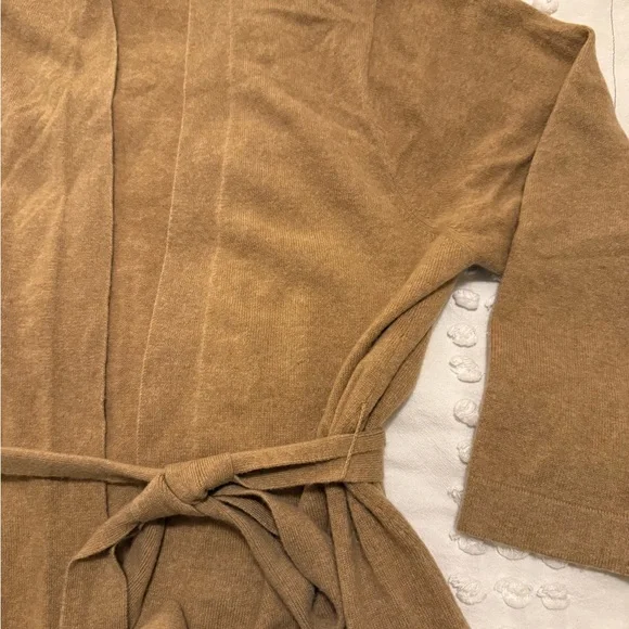 H&M cashmere Camel Tan kimono wrap belt cardigan M New - Picture 4 of 7